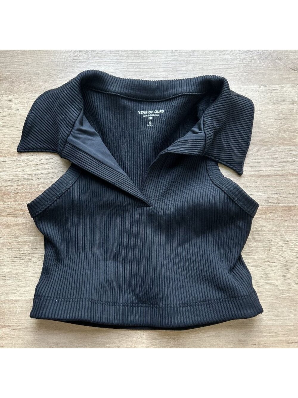 Year of Ours Gabriella Ribbed Collared Sports Bra Crop Top Women's Size Small S